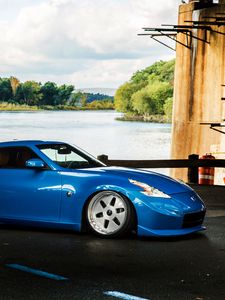 Preview wallpaper nissan, 370z, blue, side view