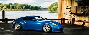 Preview wallpaper nissan, 370z, blue, side view