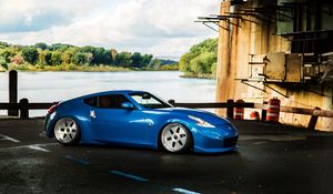 Preview wallpaper nissan, 370z, blue, side view