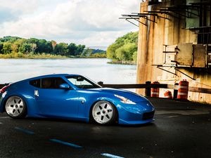 Preview wallpaper nissan, 370z, blue, side view