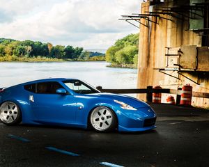 Preview wallpaper nissan, 370z, blue, side view