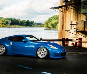 Preview wallpaper nissan, 370z, blue, side view