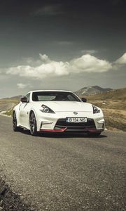 Preview wallpaper nissan, 370z, hills, road, side view