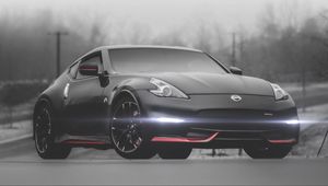 Preview wallpaper nissan 370z, nissan, car, black, fog