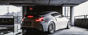 Preview wallpaper nissan 370z, nissan, car, sports car, white, headlights