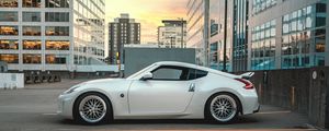 Preview wallpaper nissan 370z, nissan, car, sports car, side view, white