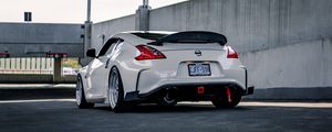 Preview wallpaper nissan 370z, nissan, car, sports car, white, rear view