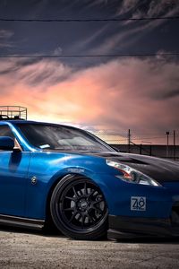 Preview wallpaper nissan, 370z, tuning, blue, side view