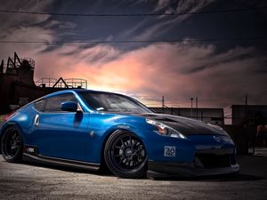 Preview wallpaper nissan, 370z, tuning, blue, side view