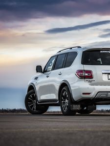 Preview wallpaper nissan armada, nissan, car, white, back  view