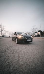 Preview wallpaper nissan, car, black, road, asphalt