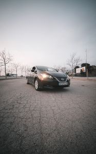 Preview wallpaper nissan, car, black, road, asphalt