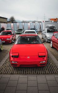 Preview wallpaper nissan, car, front view, red