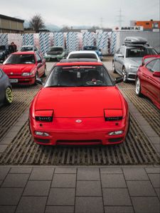 Preview wallpaper nissan, car, front view, red
