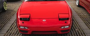 Preview wallpaper nissan, car, front view, red