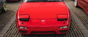 Preview wallpaper nissan, car, front view, red