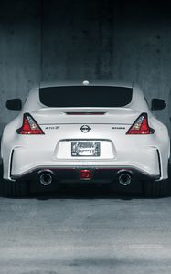 Preview wallpaper nissan, car, rear view, white