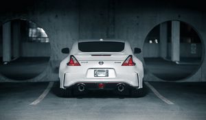 Preview wallpaper nissan, car, rear view, white