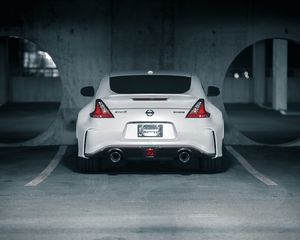 Preview wallpaper nissan, car, rear view, white