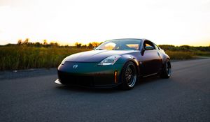 Preview wallpaper nissan, car, sports car, road