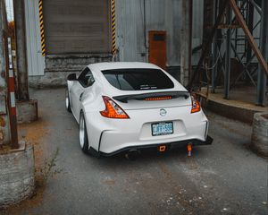 Preview wallpaper nissan, car, sports car, rear view, garage