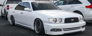 Preview wallpaper nissan cedric, nissan, car, white, tuning