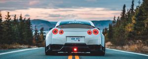 Preview wallpaper nissan gt-r, nissan, car, rear view, marking, road, asphalt