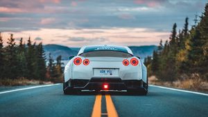 Preview wallpaper nissan gt-r, nissan, car, rear view, marking, road, asphalt