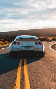 Preview wallpaper nissan gt-r, nissan, car, sportscar, rear view, road