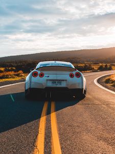 Preview wallpaper nissan gt-r, nissan, car, sportscar, rear view, road