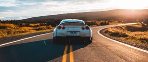 Preview wallpaper nissan gt-r, nissan, car, sportscar, rear view, road