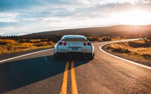 Preview wallpaper nissan gt-r, nissan, car, sportscar, rear view, road