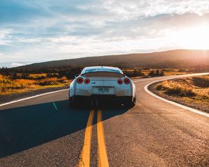 Preview wallpaper nissan gt-r, nissan, car, sportscar, rear view, road