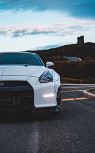 Preview wallpaper nissan gt-r, nissan, car, sportscar, white, front view