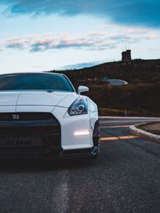 Preview wallpaper nissan gt-r, nissan, car, sportscar, white, front view