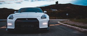 Preview wallpaper nissan gt-r, nissan, car, sportscar, white, front view