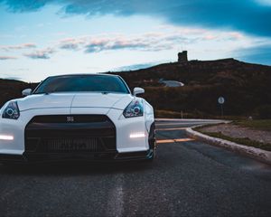Preview wallpaper nissan gt-r, nissan, car, sportscar, white, front view
