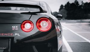 Preview wallpaper nissan gtr, nissan, car, sports car, black, rear view