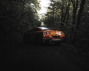 Preview wallpaper nissan gt-r, nissan, car, sports car, brown, side view