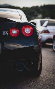 Preview wallpaper nissan gt-r, nissan, car, sports car, black, rear view