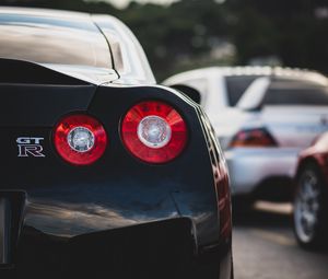 Preview wallpaper nissan gt-r, nissan, car, sports car, black, rear view