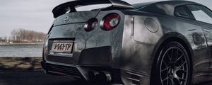 Preview wallpaper nissan gt-r, nissan, car, silver, road, side view