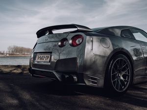 Preview wallpaper nissan gt-r, nissan, car, silver, road, side view