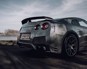 Preview wallpaper nissan gt-r, nissan, car, silver, road, side view