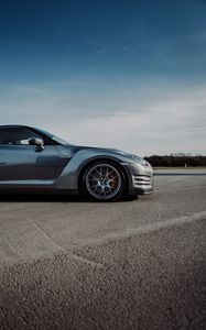 Preview wallpaper nissan gt-r, nissan, car, gray, side view, asphalt