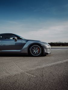 Preview wallpaper nissan gt-r, nissan, car, gray, side view, asphalt