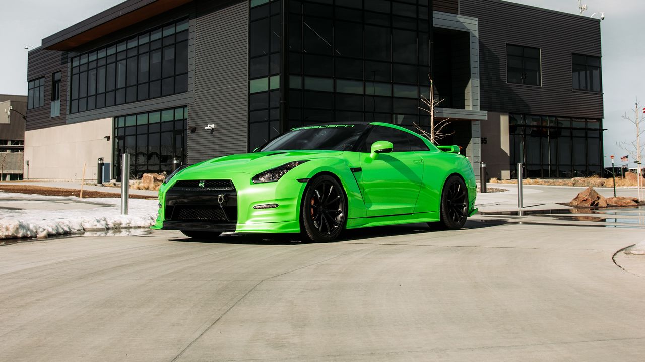 Wallpaper nissan gt-r, nissan, car, green, parking