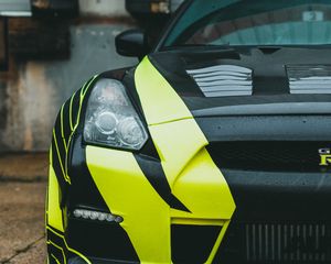 Preview wallpaper nissan gt-r, nissan, car, green, black