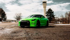 Preview wallpaper nissan gt-r, nissan, car, sports car, green