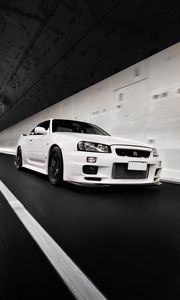 Preview wallpaper nissan gt-r, nissan, movement, white, side view